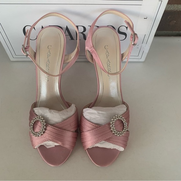 Caparros Womens Pink Pizzle Satin Peep Toe Casual Ankle Strap Sandals US 8 M NEW - Picture 4 of 9